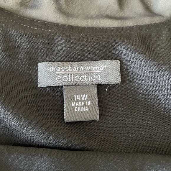 Vintage Y2K 90s Midi Beaded Black Sheer Asymmetrical Scarf Hem Dress Sz 14W - Picture 10 of 15